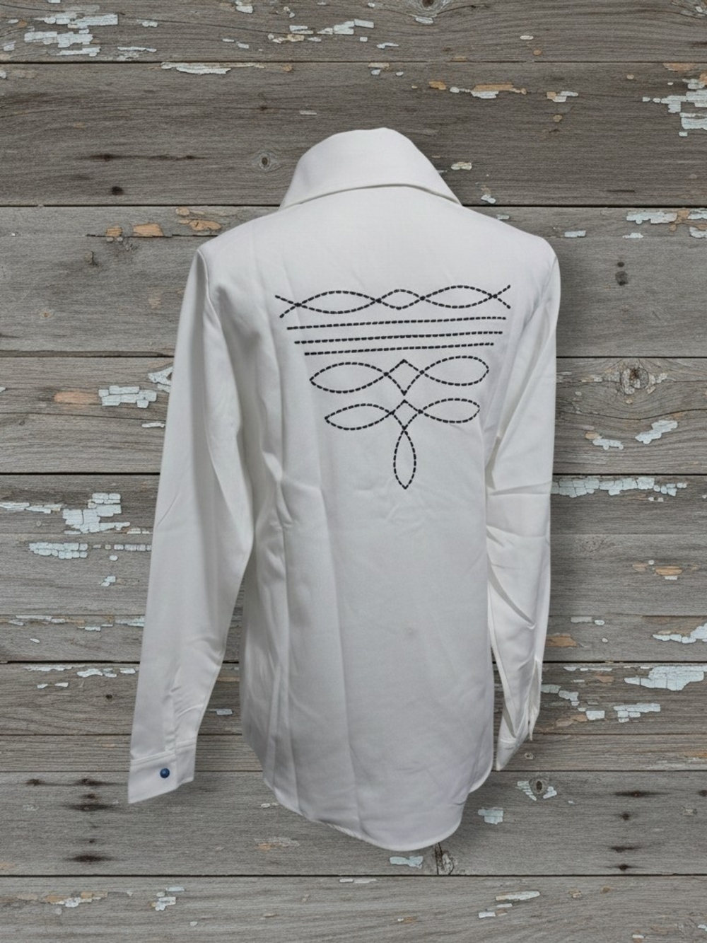 Boot Stich Embroidered White Top With Turquise Snaps NEW BOUTIQUE ITEM - Picture 2 of 9